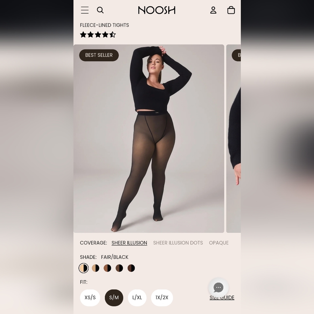 Noosh Fleece-Lined Tights: Toast Sheer Illusion